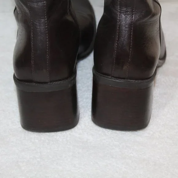 Vtg Enzo Angiolini womens boot size 8.5 brown leather chunky heel square toe 90s - Picture 7 of 12